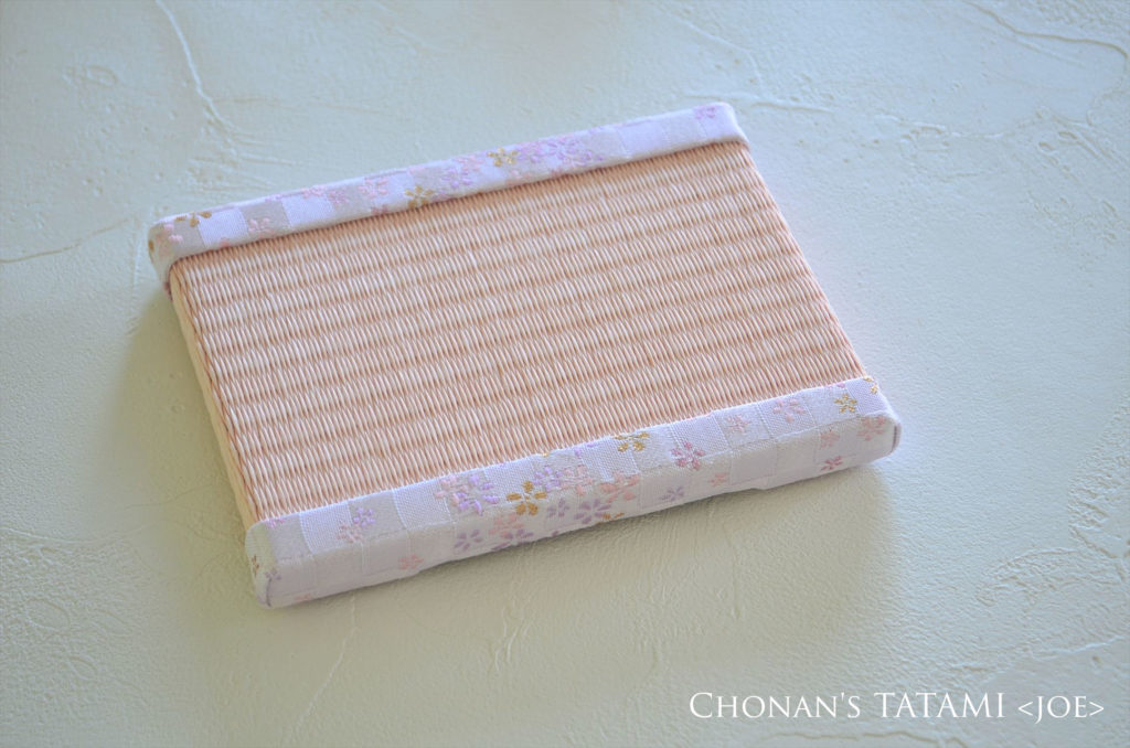 ミニ畳 桜市松 ピンク 和紙製畳表 14×10cm 雛人形飾り メモリアル畳